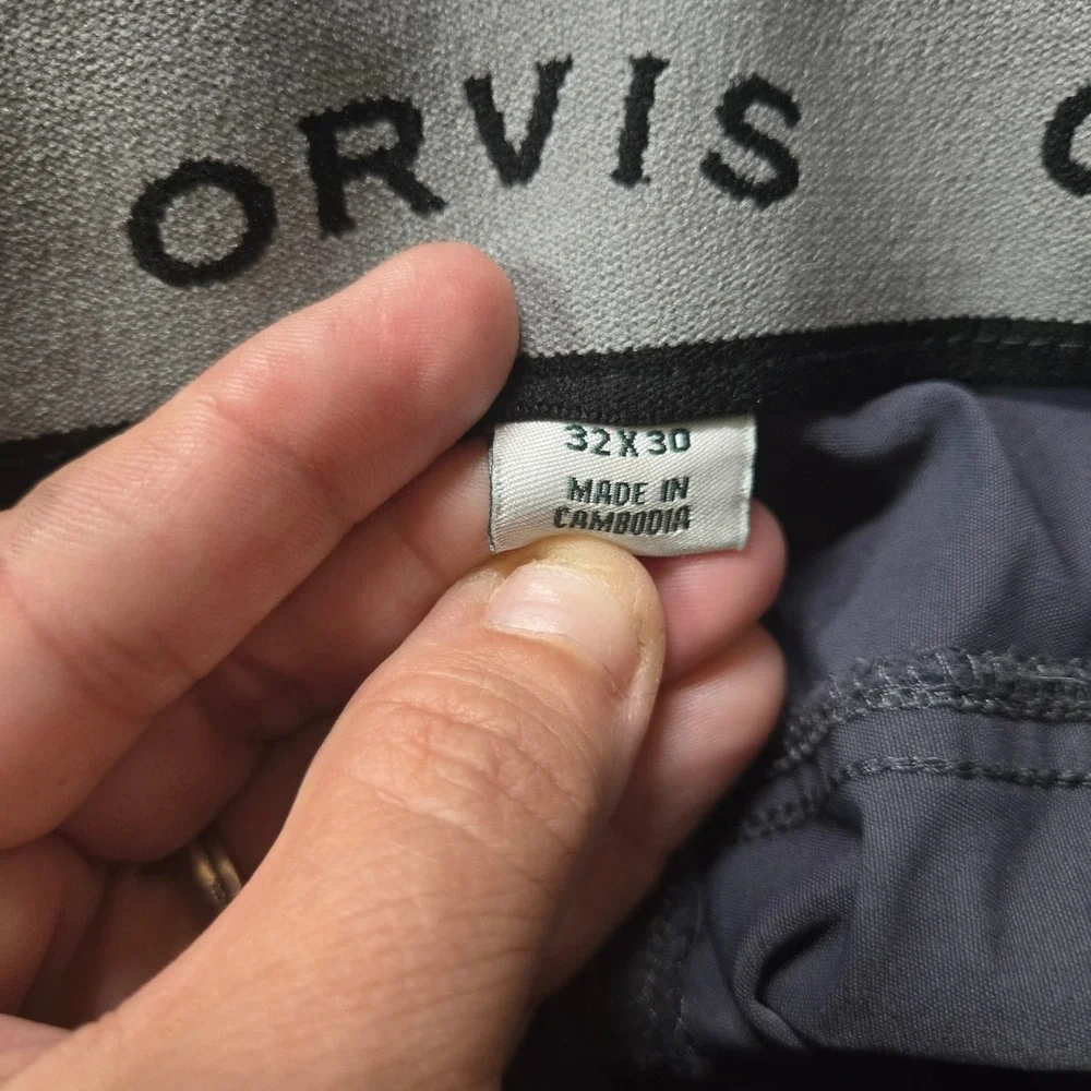 Orvis Hiking Pants Charcoal Grey Water Repellent Tech Utility Cargo Slacks 32x30